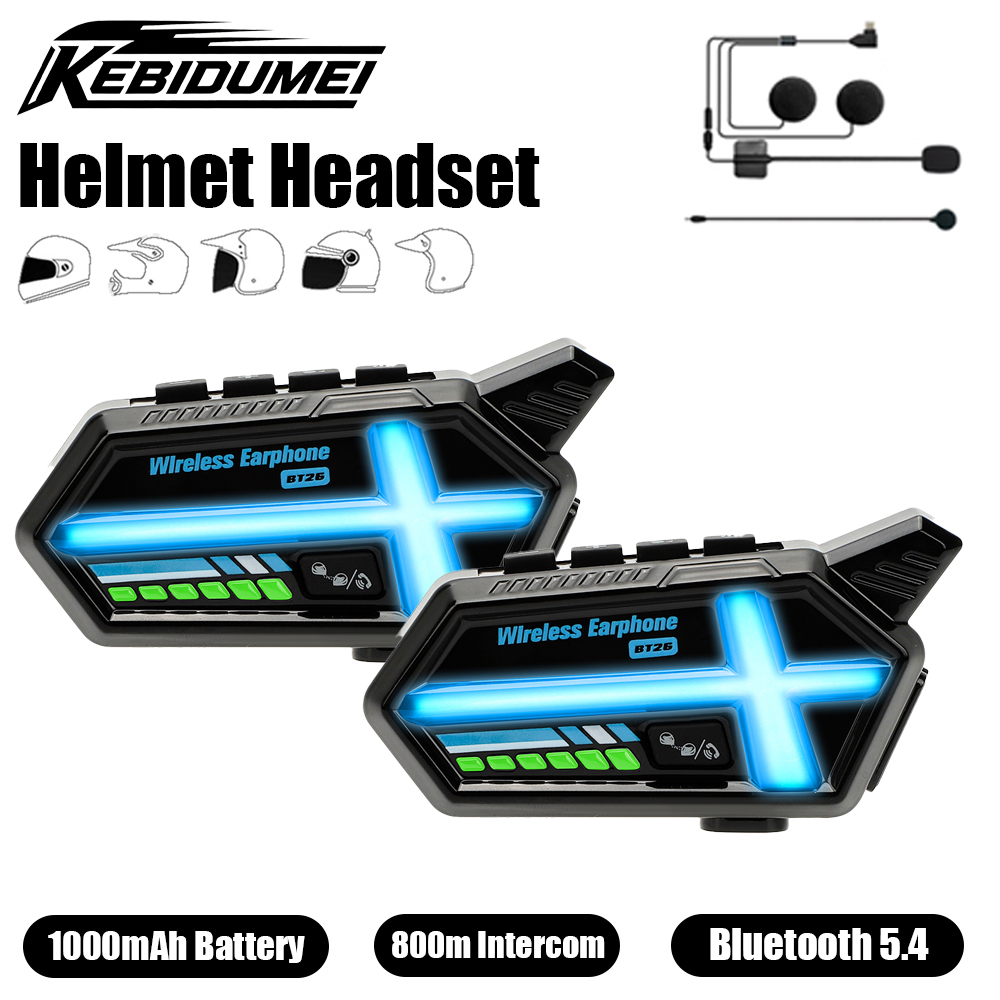 Universal Motorcycle Helmet Intercom Headset - KEBIDUMEI BT26 Zestaw Słuchawkowy do Kasku