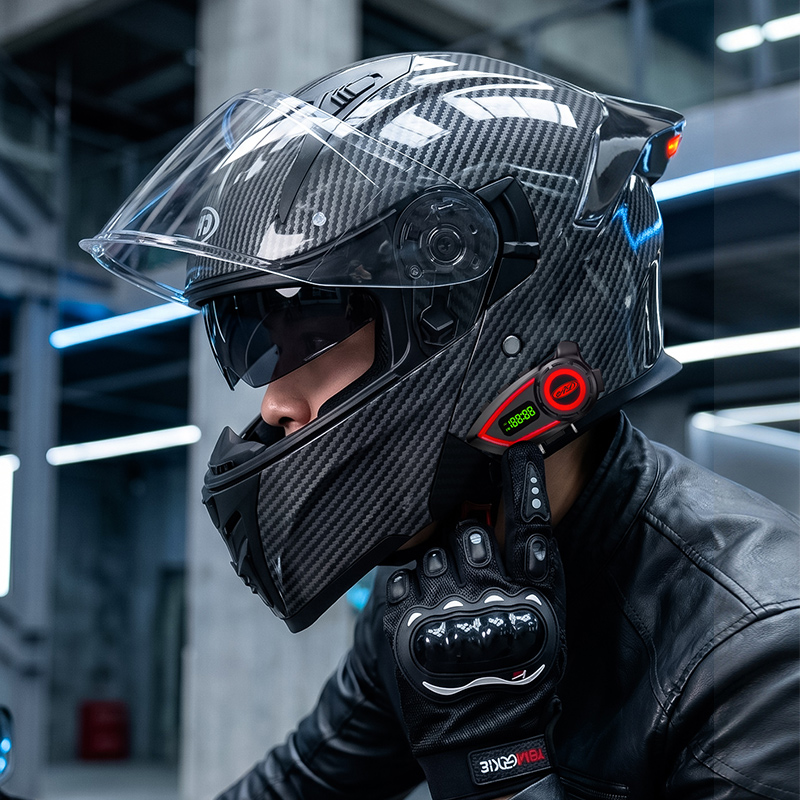 Full Face Motorcycle Helmet With Bluetooth - Kaski motocyklowe z materiału ABS, kask